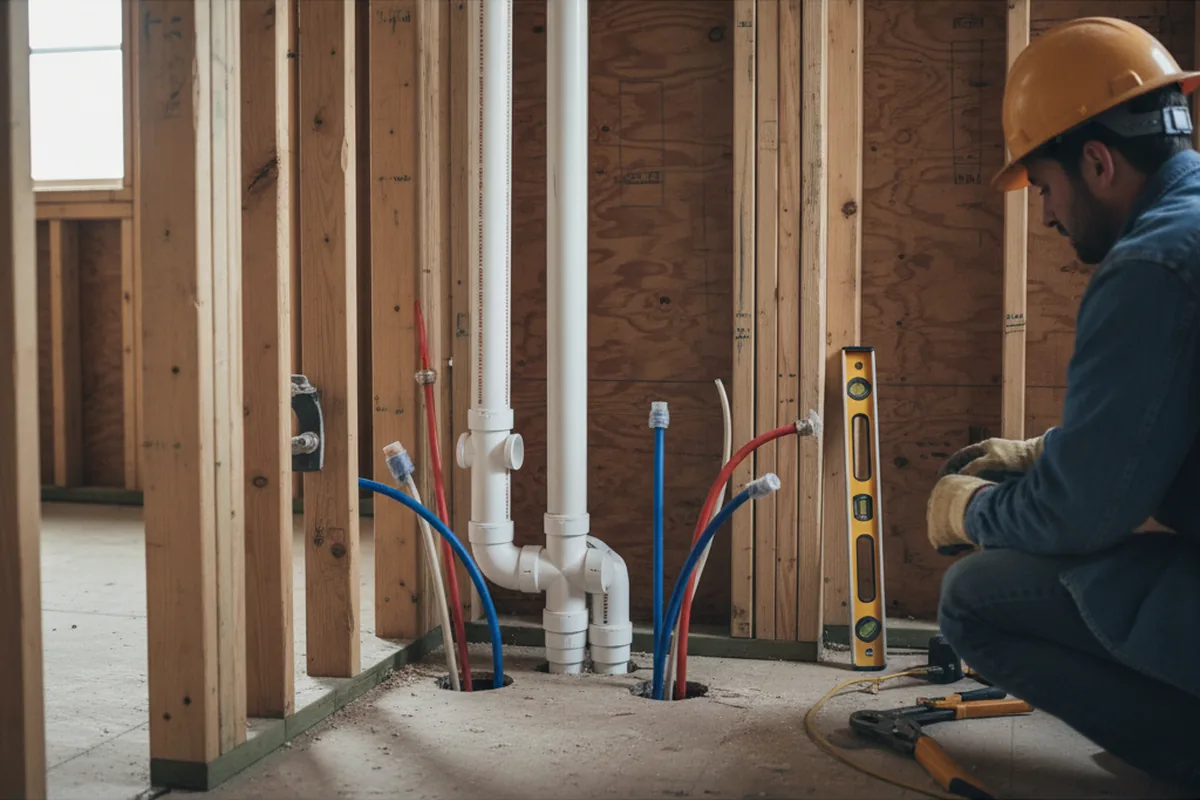 Drain and supply rough-in during Sump Pump Repair in Vincent